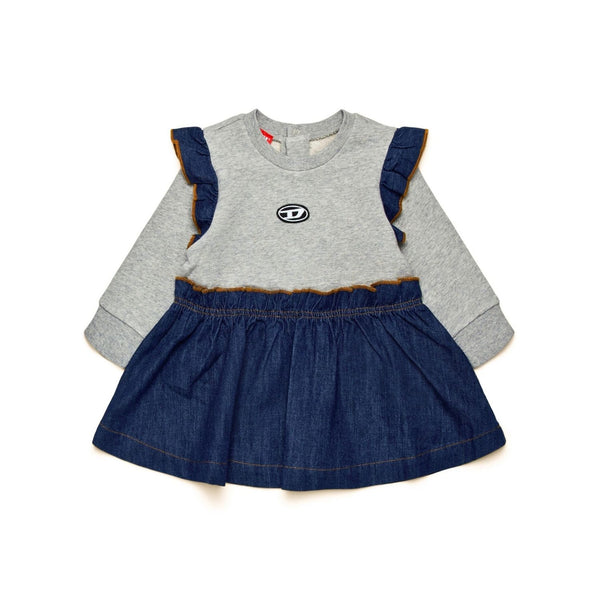 Baby Girls Grey & Blue Denim Dress