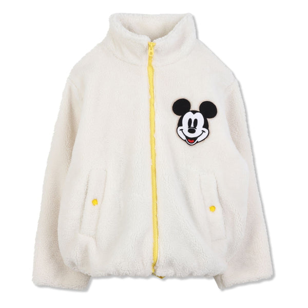 Girls White Mickey Mouse-Print Zip-Up Jackets
