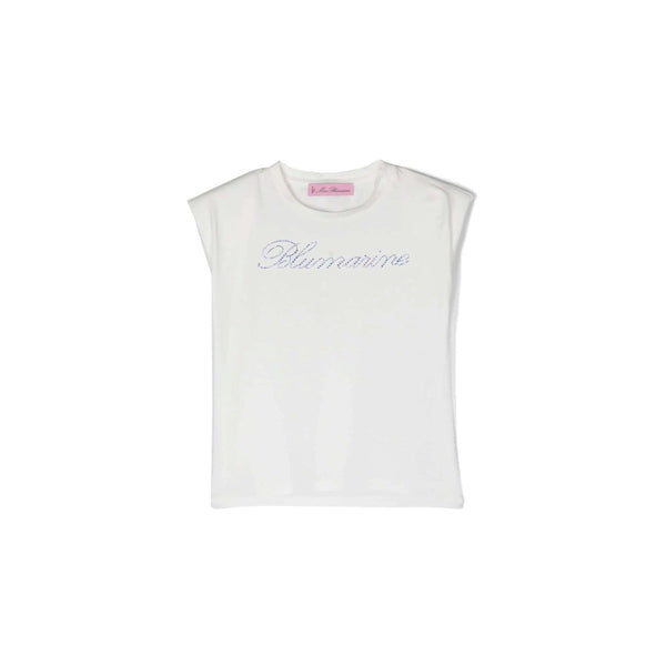 Girls White Sleeveless Logo T-Shirt