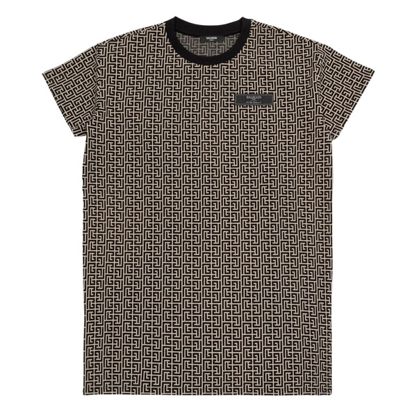 Girls Black Monogram-Jacquard T-shirt Dress