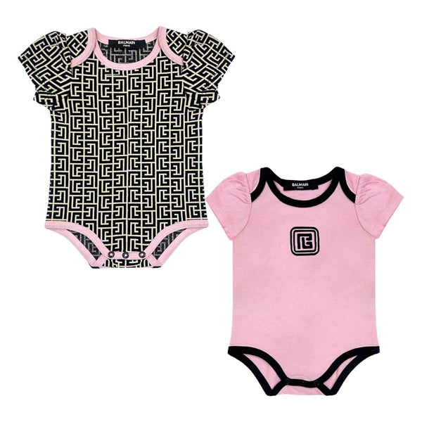 Baby Girl Pink Labyrinth-Jacquard Romper ( Set-2 )