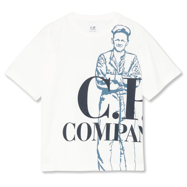 Boys White Graphic Logo-Print T-shirt