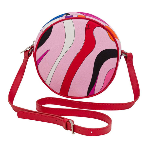 Girls Pink Marmo-Print Circular Crossbody Bag