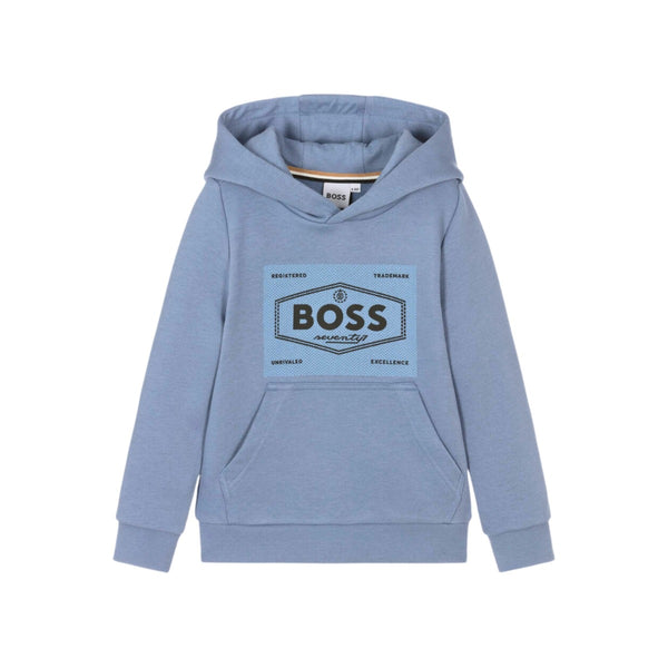 Boys Blue Cotton Logo-Print Hoodie