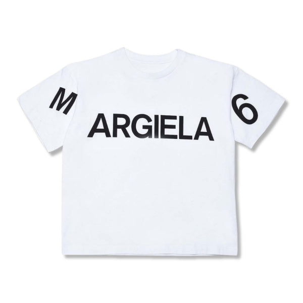White T-Shirt With Margiela 6 Displaced Logo