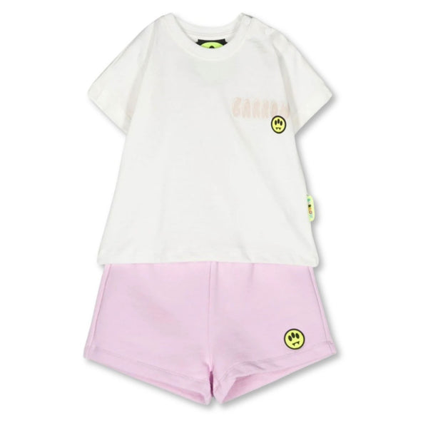 Baby Unisex White & Purple Shorts Set