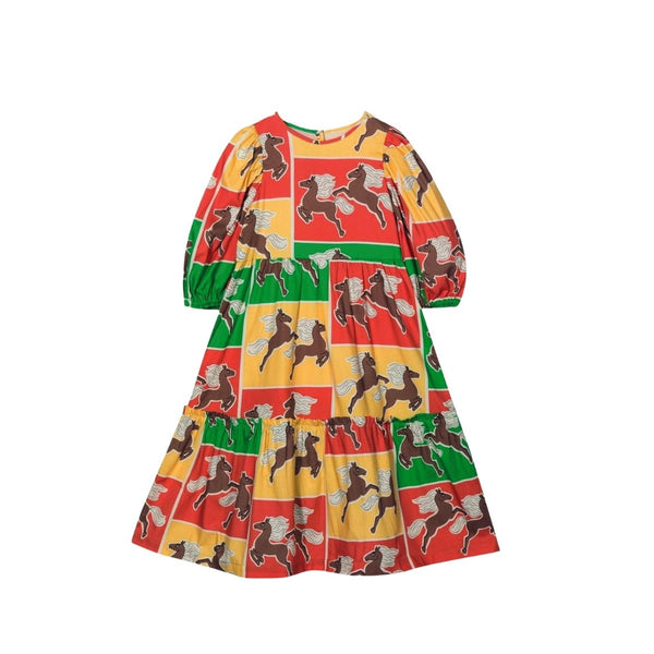 Horses Woven Puff Sleeve Dress
