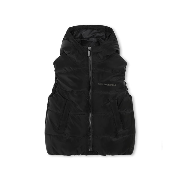 Boys Black Hooded Puffer Gilet