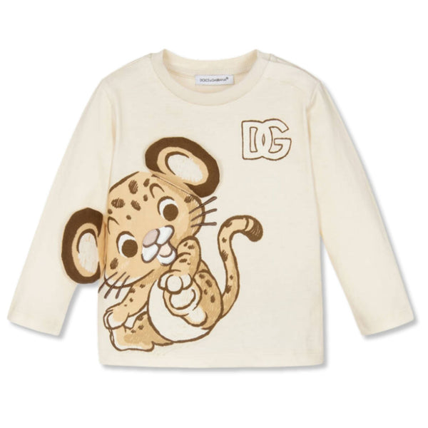 Baby Unisex Cream Leopard-Graphic T-shirt
