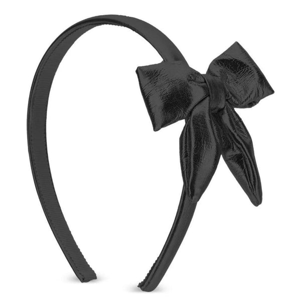 Girls Black Bow-Patch Hairband