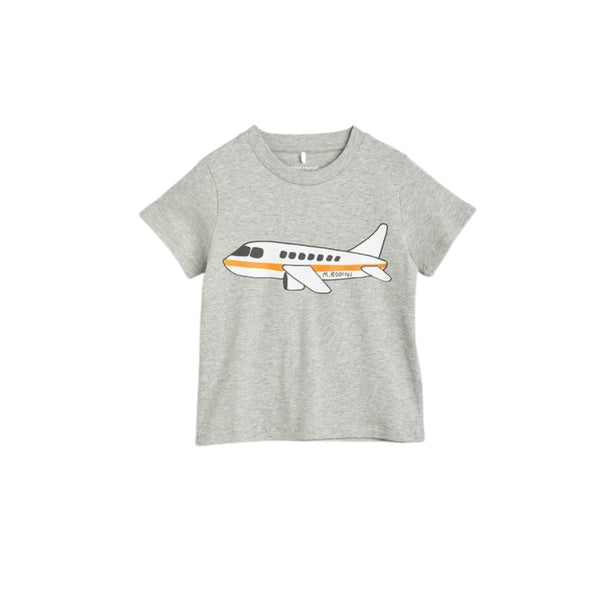 Grey Plane Print T-Shirt For Unisex