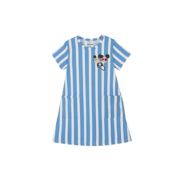 Girls White & Blue Ritz Ratz Print Dress