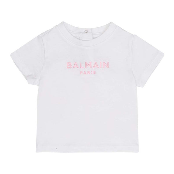 Baby Girls White Logo-Print Cotton T-Shirt