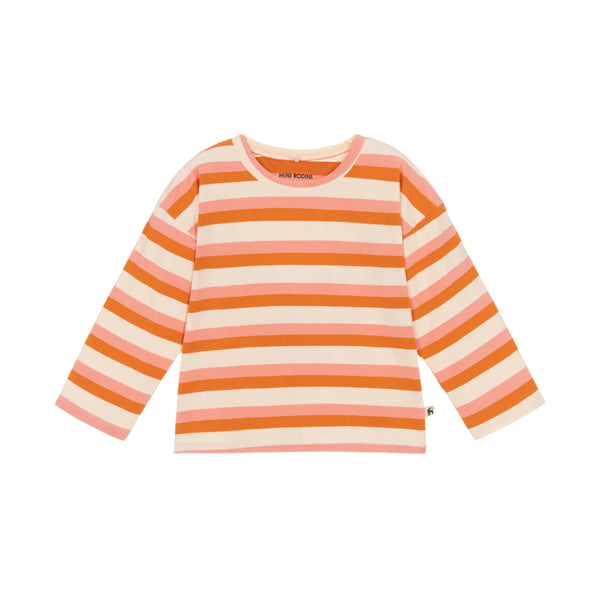 Girls Pink Striped Organic Cotton T-Shirt