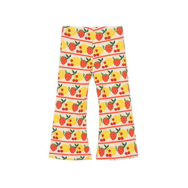 Girls Ivory & Yellow Flared Fruit Leggings