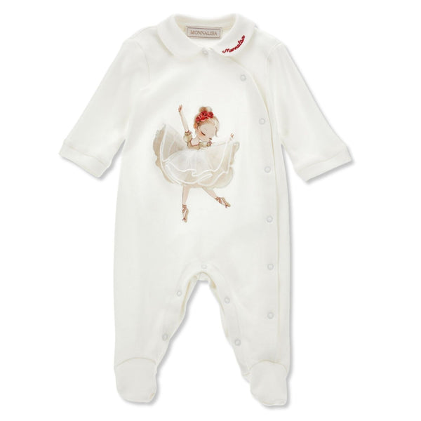 Baby Girls Cream Logo-print Print Rompers