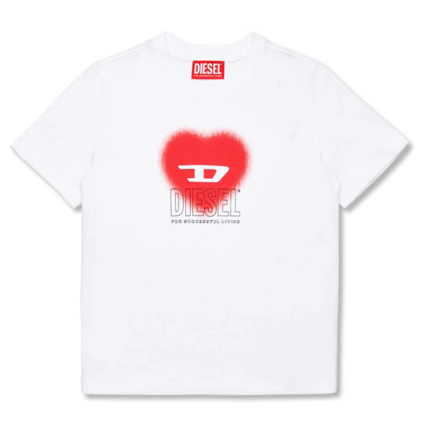 Girls White T-Shirt With Heart Graphics