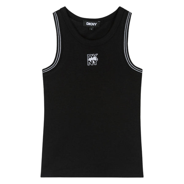 Girls Black Cotton Vest Top