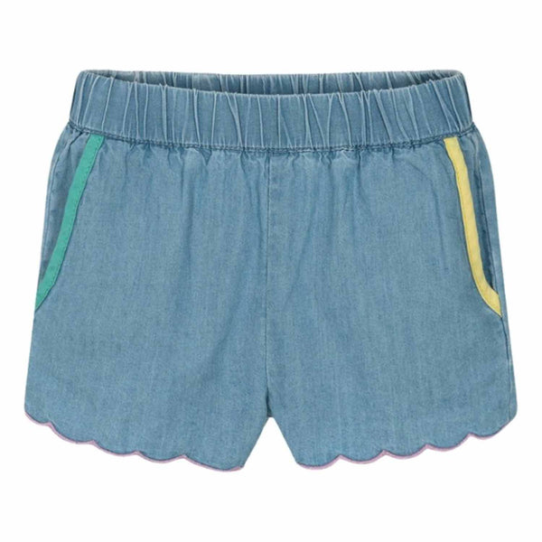 Baby Girls Blue Cotton Chambray Shorts