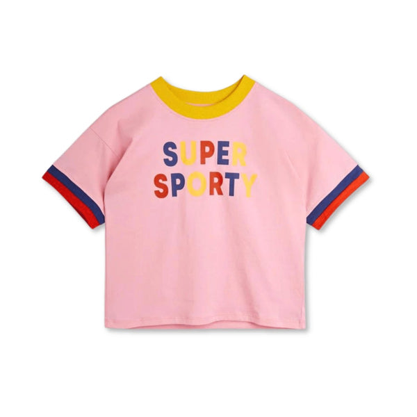 Girls Pink Organic Cotton Sporty T-Shirt