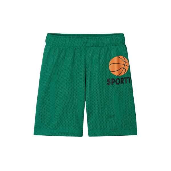 Boys Green Mesh Jersey Basketball Shorts