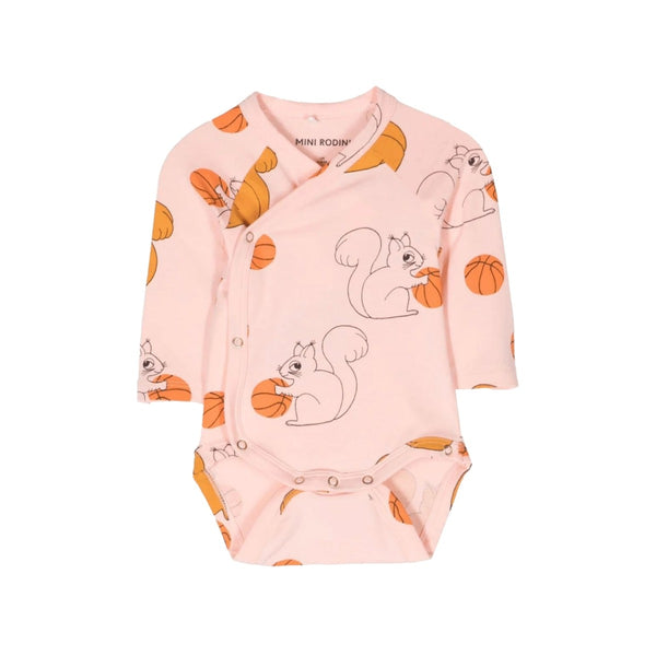 Baby Unisex Pink Squirrel-Print Romper