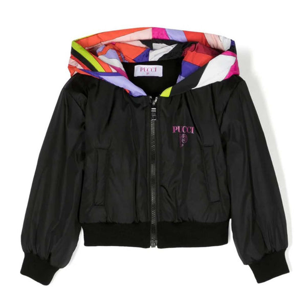Girls Black Hooded Jacket
