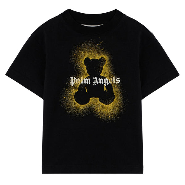 Boys Black Spray Bear Logo-Print T-Shirt