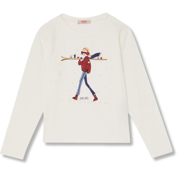 Girls White Graphic-Print T-Shirt