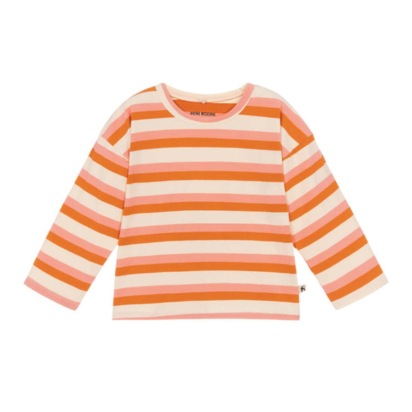 Girls Pink Striped Organic Cotton T-Shirt