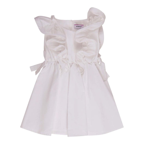 Girls White Popelin Cotton Dress