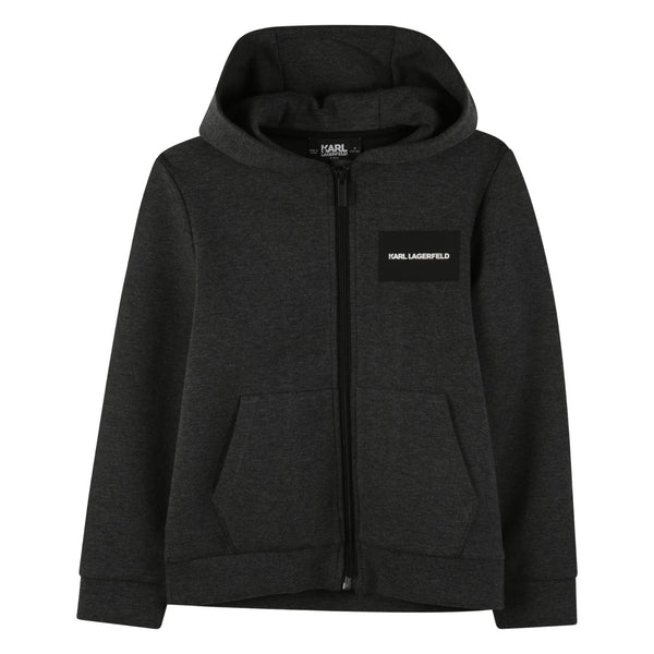 Boys Grey Logo-print Zip-Up Hoodies