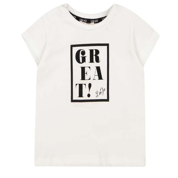 Girls White Cotton T-Shirt