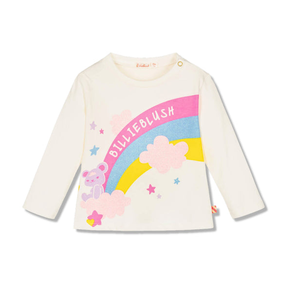 Baby Girls Ivory Cotton Rainbow T-Shirt