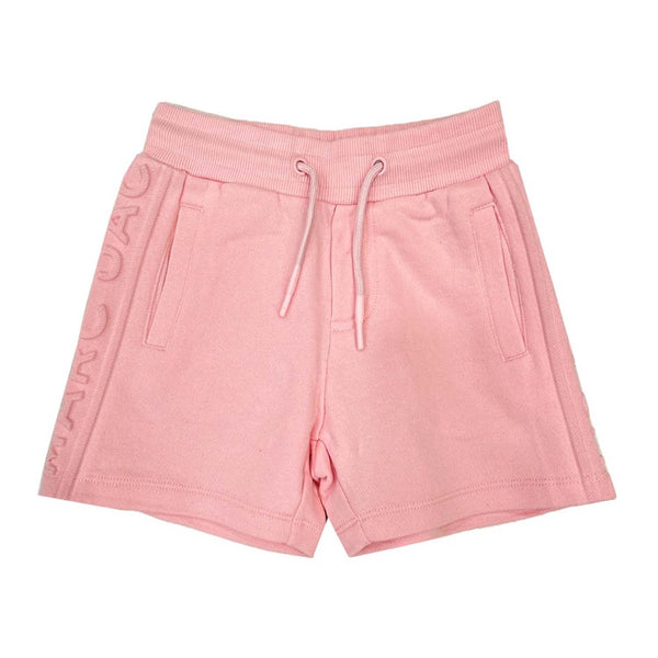 Girls Pink Embossed Tone-On-Tone Logo Shorts