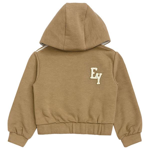 Boys Beige Logo-Patch Hoodie
