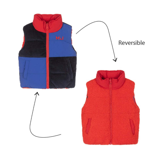 Boys Blue & Red Reversible Fleece Gilet