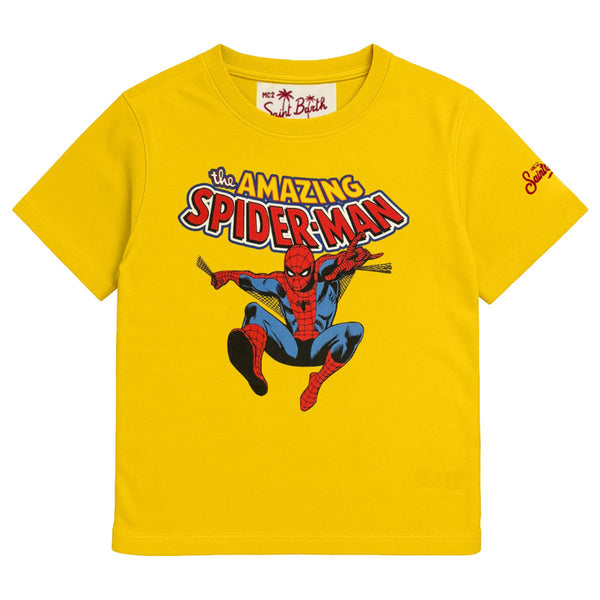Boys Yellow Spider Man Logo Print T-Shirt