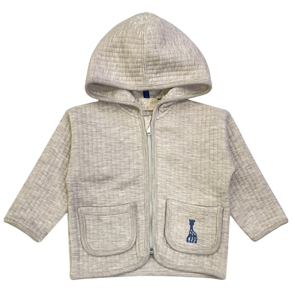 Baby Boys Cream Zip-Up Embroidered Logo Hoodie