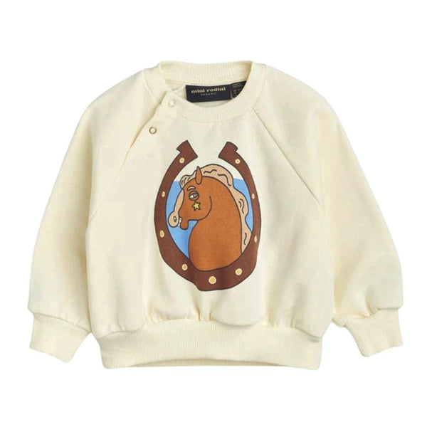 Girls Cream Horses Print Sweatshirt
