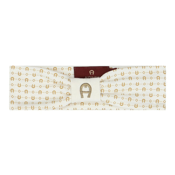 Baby Girls Ivory & Gold Pima Cotton Logo Headband