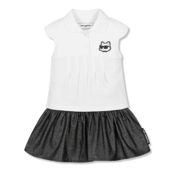 Girls Black & White Cotton Skirt Set