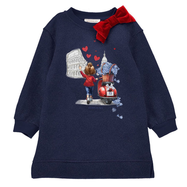 Girls Blue Bow-Patch Sweatshirts
