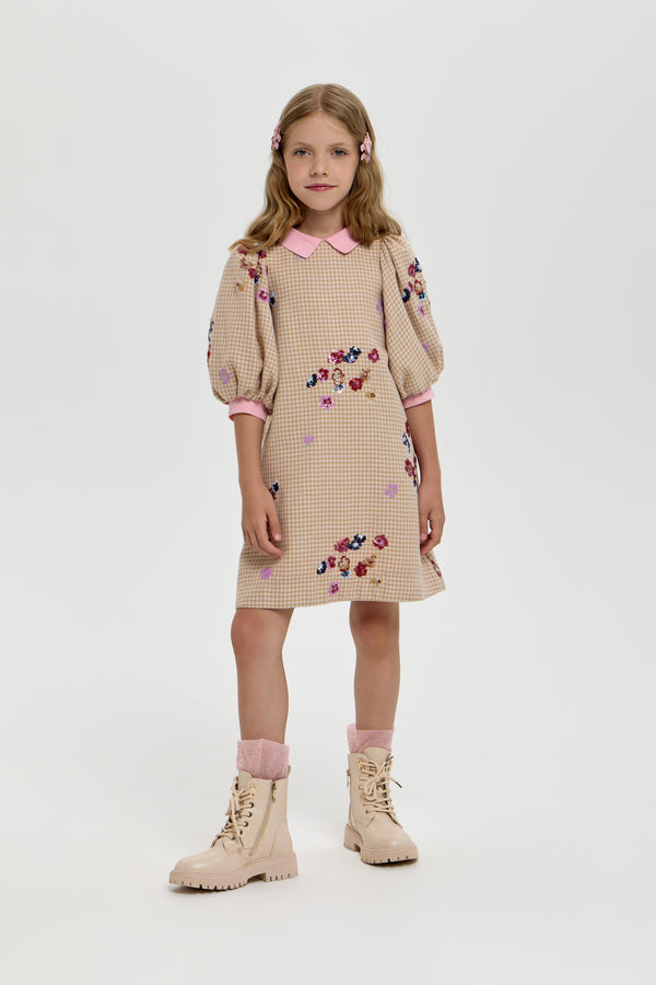 Elegant Flowers Embroidered Dress