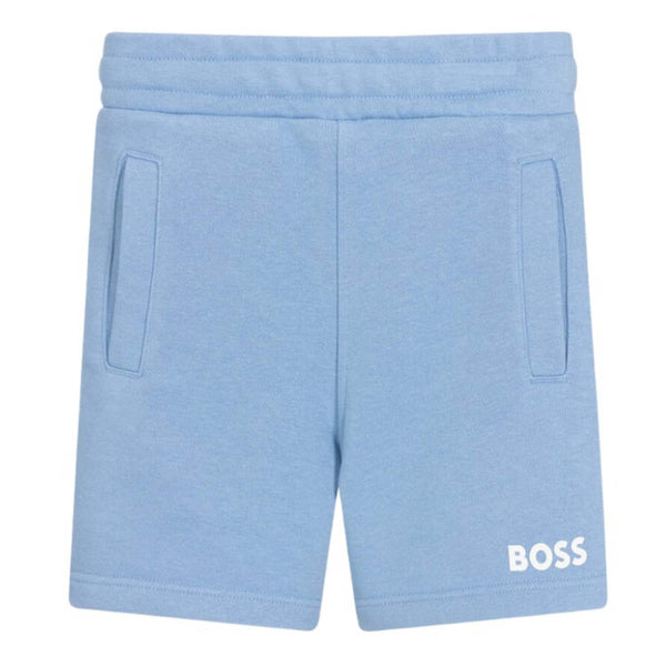 Boys Blue Cotton Logo Shorts