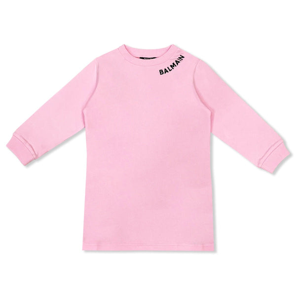 Girls Pink Cotton Sweatshirt Dress