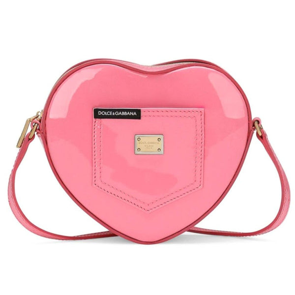 Girl Pink Heart Patent Leather Shoulder Bag