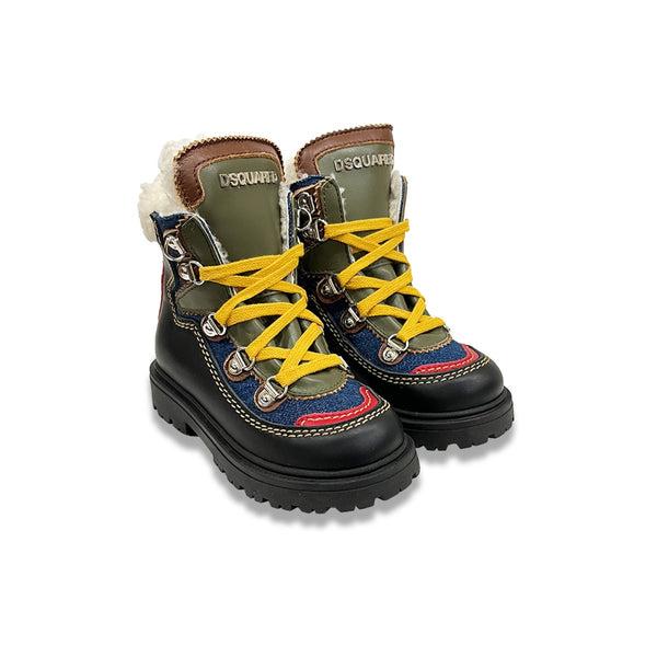 Boys Multi-Color Logo-Plaque Boots