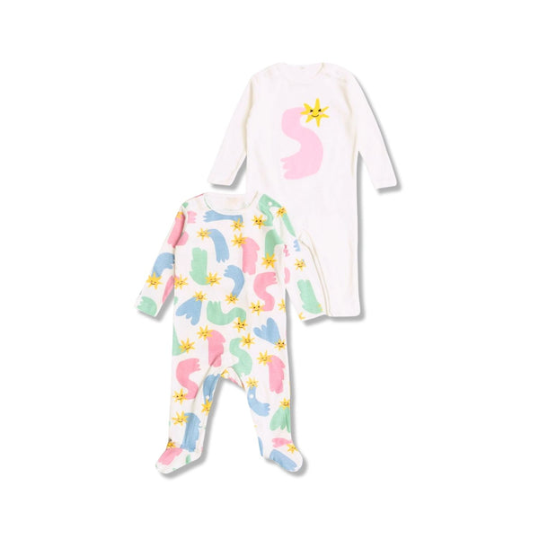 Baby Unisex Ivory Star-Print Romper Set Of 2