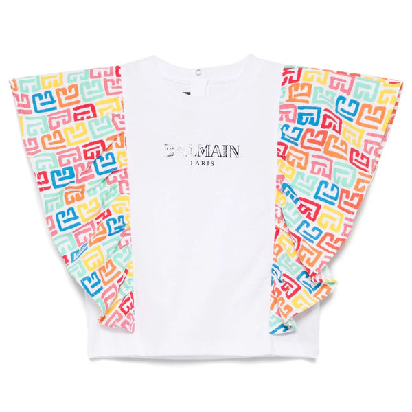 Girls White Logo-Print Cotton Top